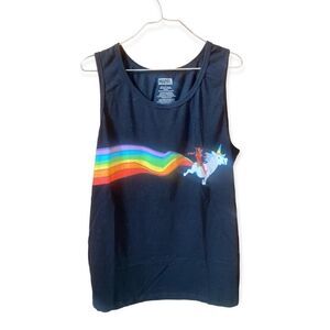 Marvel Deadpool Tank Top Men Sz L Rainbow Unicorn Graphic Print Sleeveless
